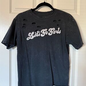 Distressed Black 'Let's Go Girls' T-Shirt